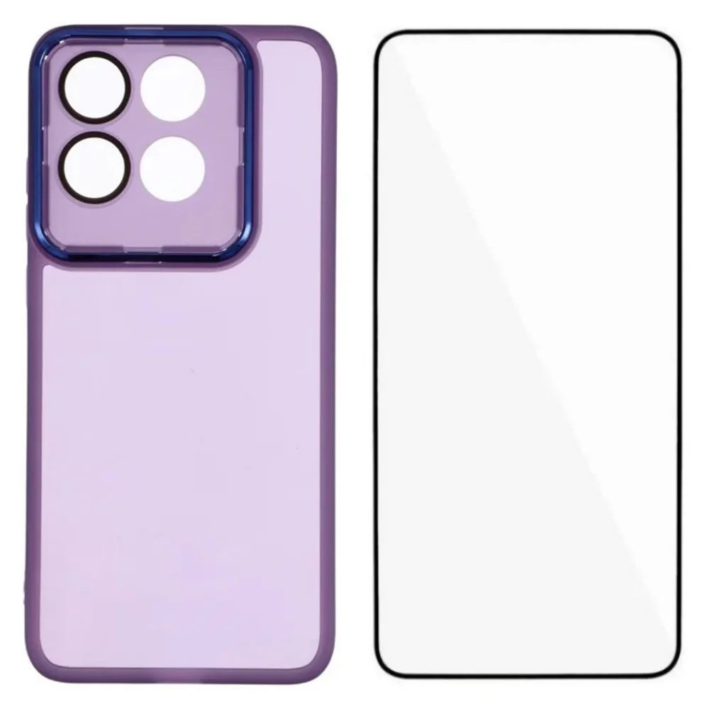 WANLONFENG for Motorola Edge 70 Fusion+ 5G / Motorola Edge 70 Fusion 5G TPU Case  DKSM Series Electroplated Frame Back Cover with Tempered Glass - Purple - 1