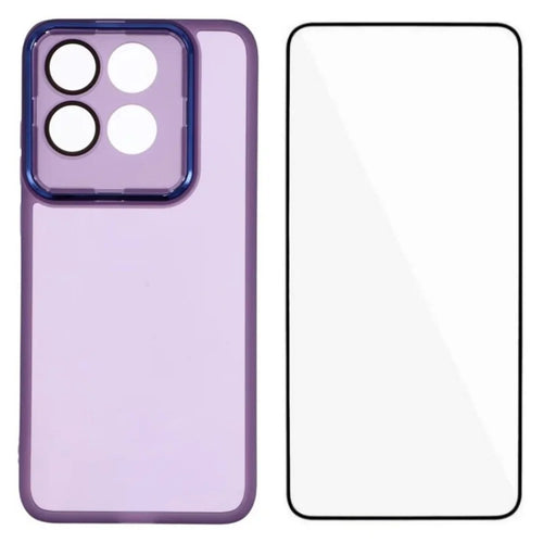 WANLONFENG for Motorola Edge 70 Fusion+ 5G / Motorola Edge 70 Fusion 5G TPU Case  DKSM Series Electroplated Frame Back Cover with Tempered Glass - Purple - 1