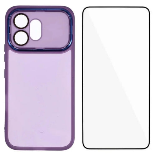 WANLONFENG for Honor 600 5G TPU Case  DKSM Series Electroplated Frame Back Cover with Tempered Glass - Purple - 1