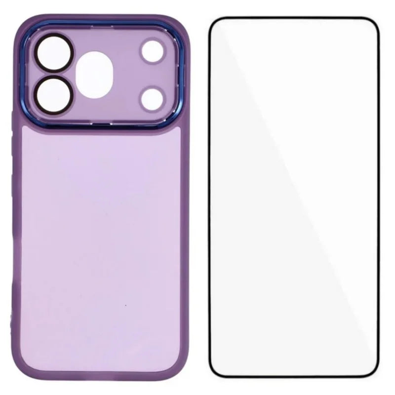 WANLONFENG for Honor 600 Pro 5G TPU Case  DKSM Series Electroplated Frame Back Cover with Tempered Glass - Purple - 1