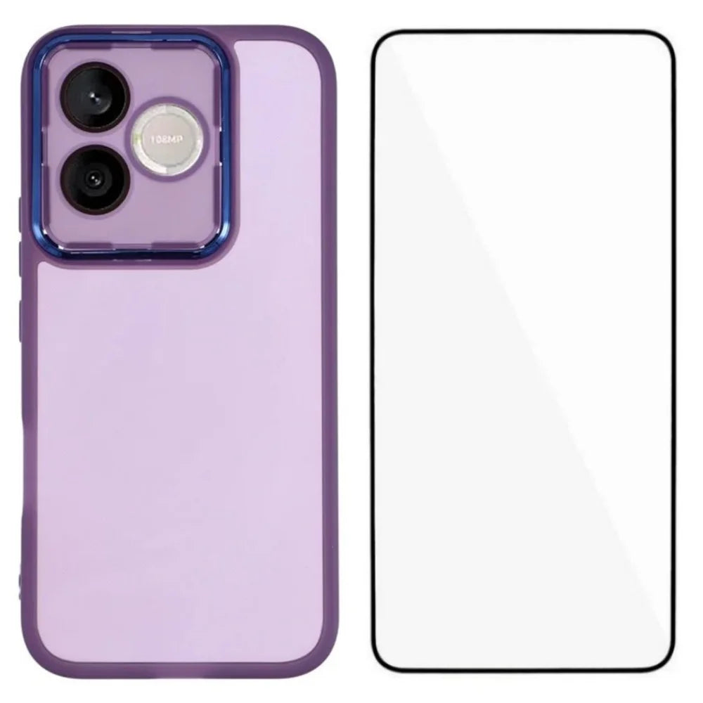 WANLONFENG for Honor 600 Lite 5G TPU Case  DKSM Series Electroplated Frame Back Cover with Tempered Glass - Purple - 1