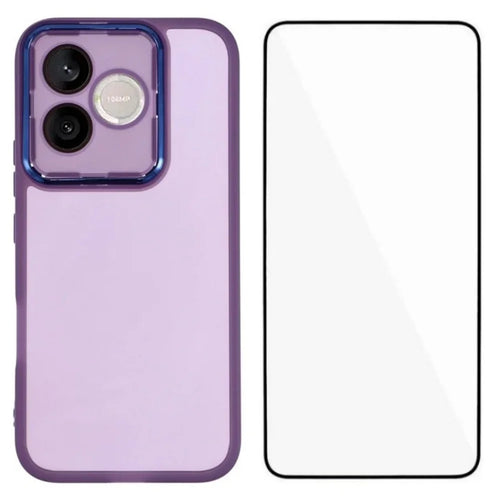 WANLONFENG for Honor 600 Lite 5G TPU Case  DKSM Series Electroplated Frame Back Cover with Tempered Glass - Purple - 1