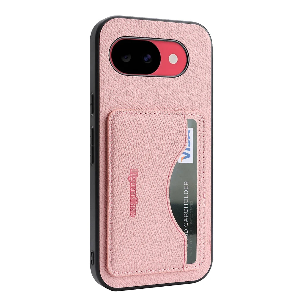For Google Pixel 10a HGUANCASE Case Wallet Stand Detachable Vintage Leather Phone Cover with Wrist Strap - Pink - 4