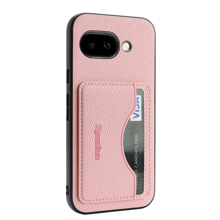 For Google Pixel 9a HGUANCASE Case Wallet Stand Detachable Vintage Leather Phone Cover with Wrist Strap - Pink - 4