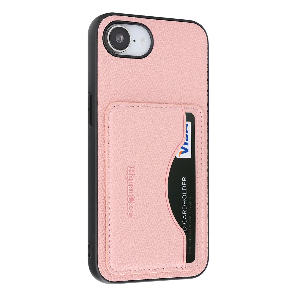 For iPhone 16e / iPhone 17e HGUANCASE Case Wallet Stand Detachable Vintage Leather Phone Cover with Wrist Strap - Pink - 4