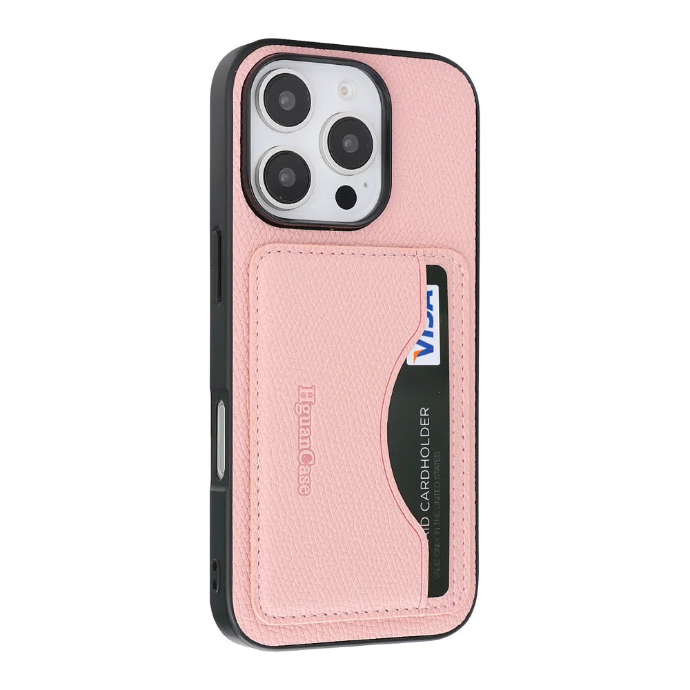 For iPhone 15 Pro HGUANCASE Case Wallet Stand Detachable Vintage Leather Phone Cover with Wrist Strap - Pink - 4