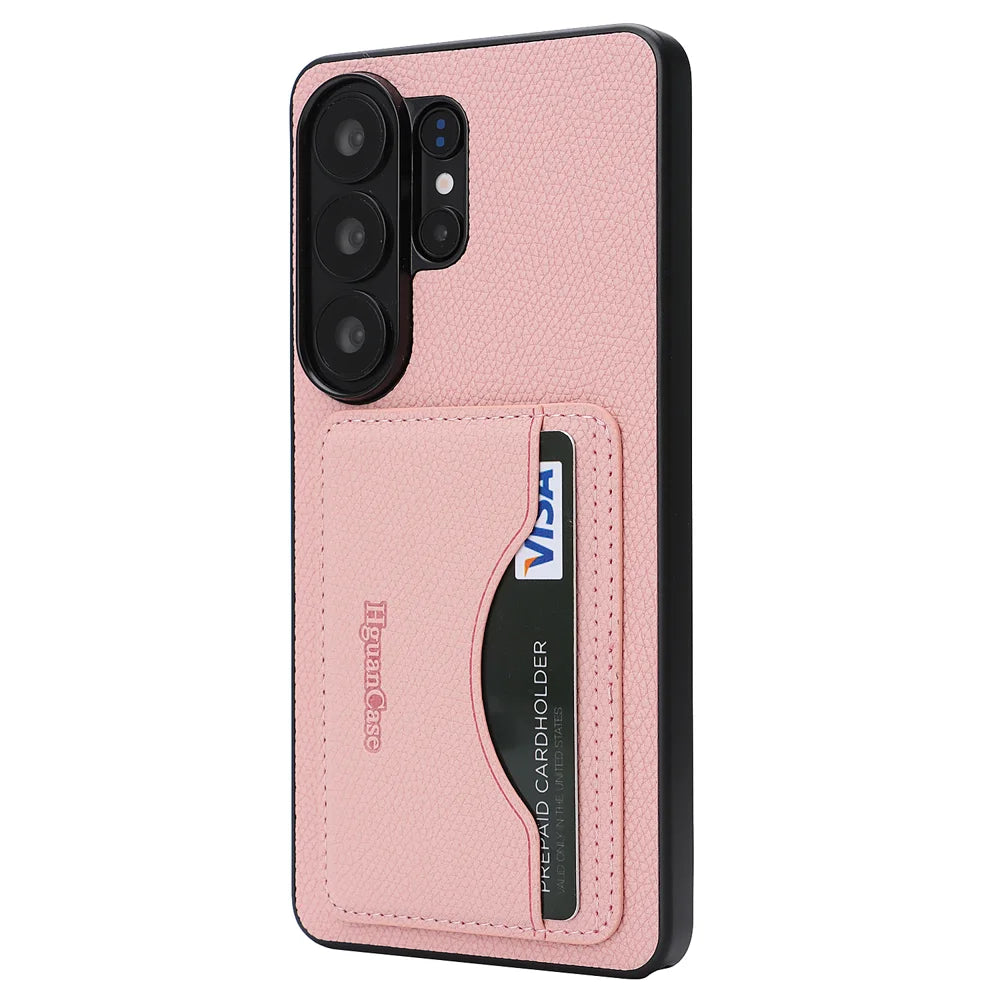 For Samsung Galaxy S26 Ultra HGUANCASE Case Wallet Stand Detachable Vintage Leather Phone Cover with Wrist Strap - Pink - 4