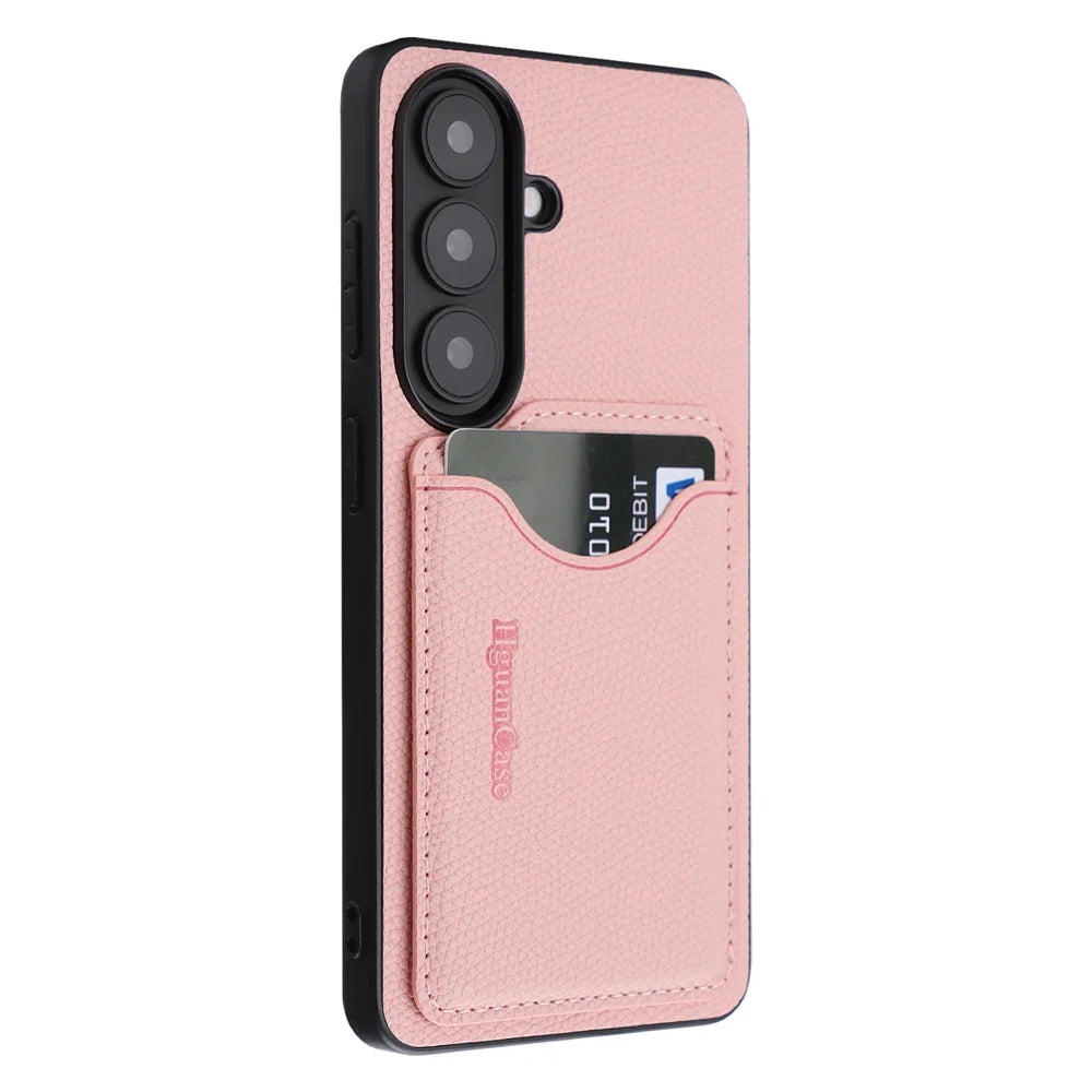 For Samsung Galaxy S26 HGUANCASE Case Wallet Stand Detachable Vintage Leather Phone Cover with Wrist Strap - Pink - 4