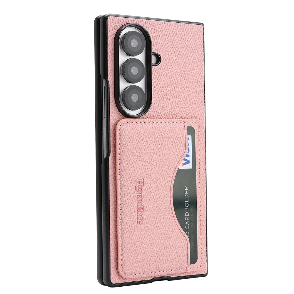 For Samsung Galaxy Z Fold7 5G HGUANCASE Case Wallet Stand Detachable Vintage Leather Phone Cover with Wrist Strap - Pink - 4