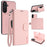 For Samsung Galaxy A26 5G HGUANCASE Case Wallet Stand Detachable Vintage Leather Phone Cover with Wrist Strap - Pink - 1
