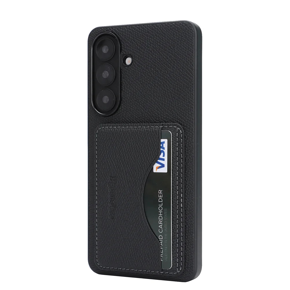 For Samsung Galaxy A15 5G / Galaxy A15 4G HGUANCASE Case Vintage Leather TPU Phone Cover with Magnetic Card Holder Kickstand - Black - 2
