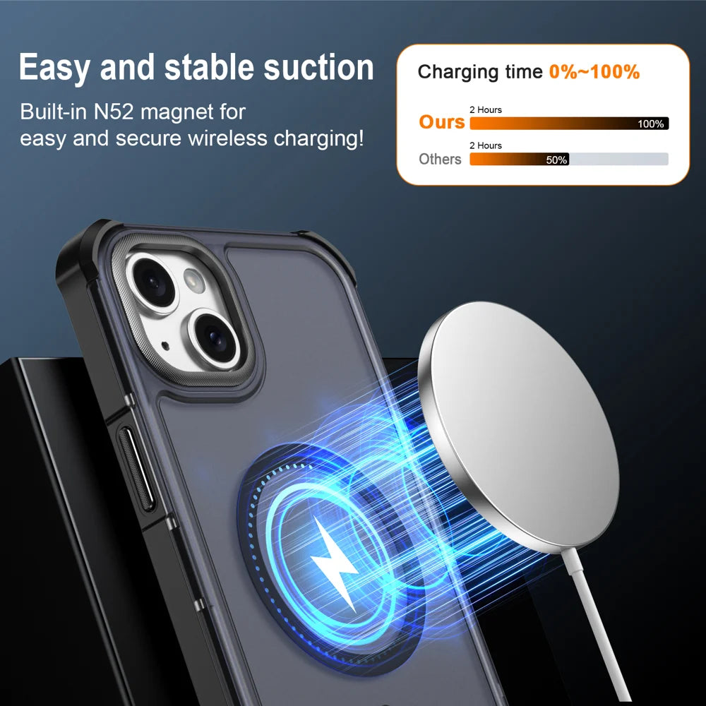 For iPhone 15 Plus Magnetic Case Electroplated Frame Skin-touch TPU+PC Phone Cover - Black - 3