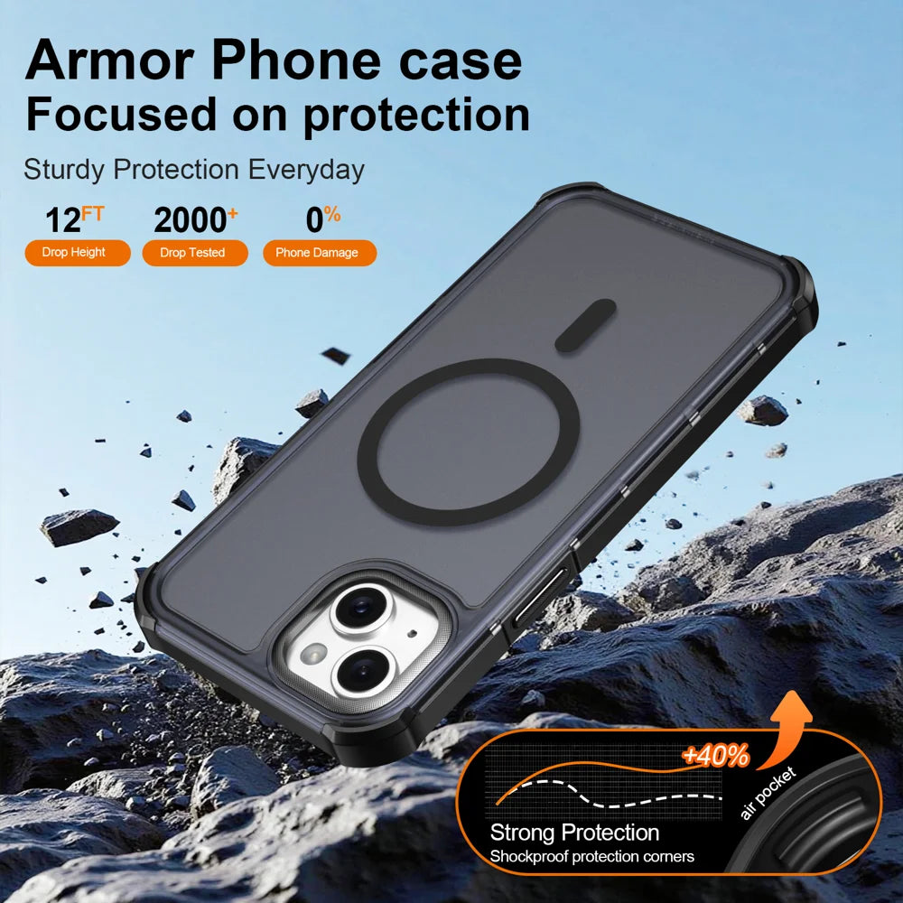For iPhone 15 Plus Magnetic Case Electroplated Frame Skin-touch TPU+PC Phone Cover - Black - 5