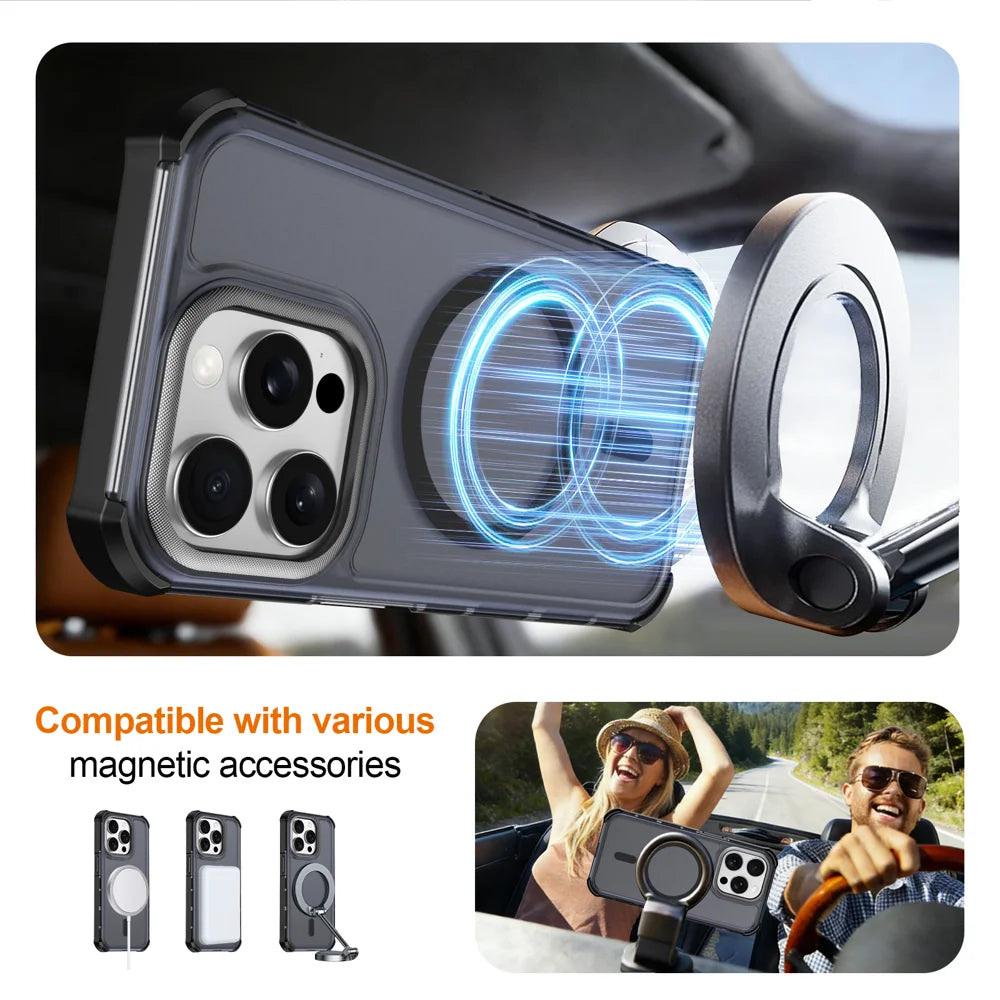 For iPhone 15 Pro Magnetic Case Electroplated Frame Skin-touch TPU+PC Phone Cover - Black - 4
