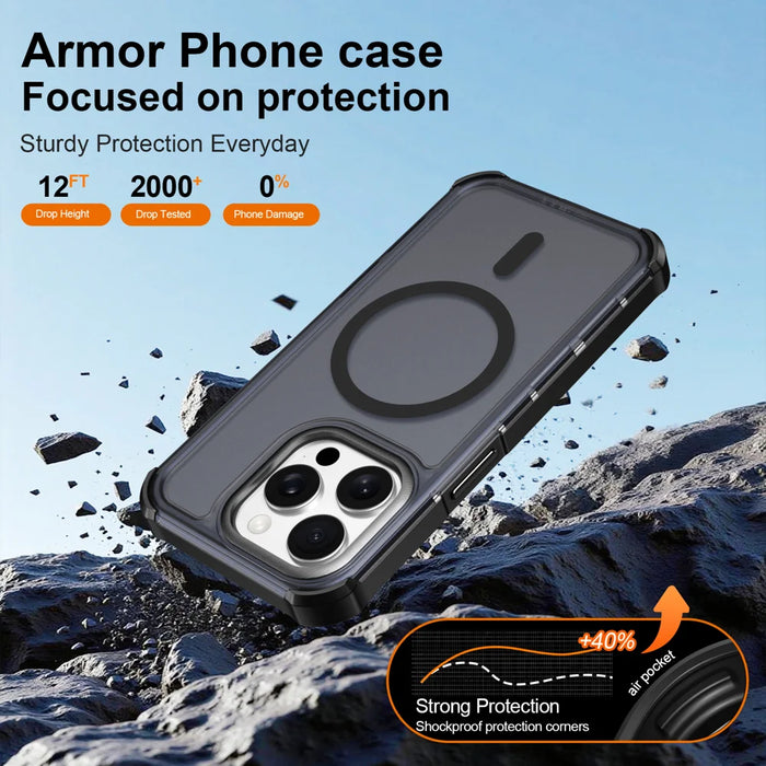 For iPhone 15 Pro Magnetic Case Electroplated Frame Skin-touch TPU+PC Phone Cover - Black - 5