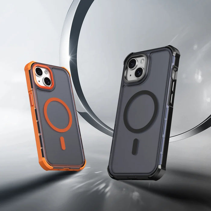 For iPhone 15 Magnetic Case Electroplated Frame Skin-touch TPU+PC Phone Cover - Black - 2