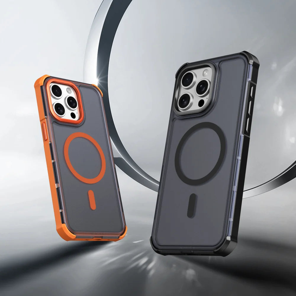 For iPhone 15 Pro Max Magnetic Case Electroplated Frame Skin-touch TPU+PC Phone Cover - Black - 2