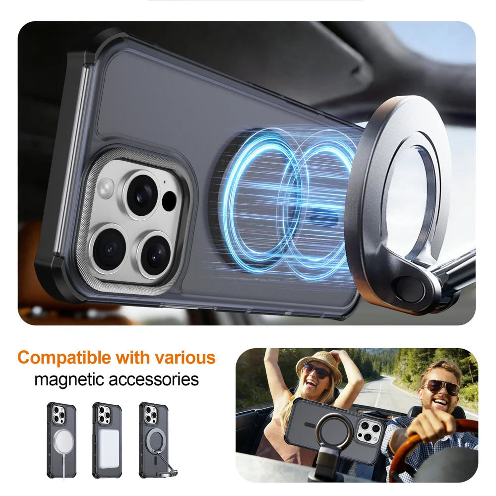 For iPhone 15 Pro Max Magnetic Case Electroplated Frame Skin-touch TPU+PC Phone Cover - Black - 4