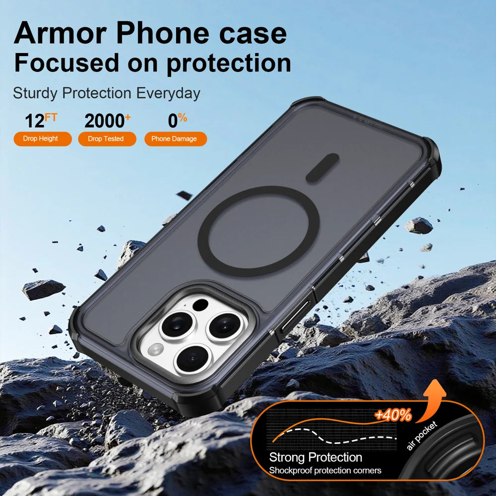For iPhone 15 Pro Max Magnetic Case Electroplated Frame Skin-touch TPU+PC Phone Cover - Black - 5