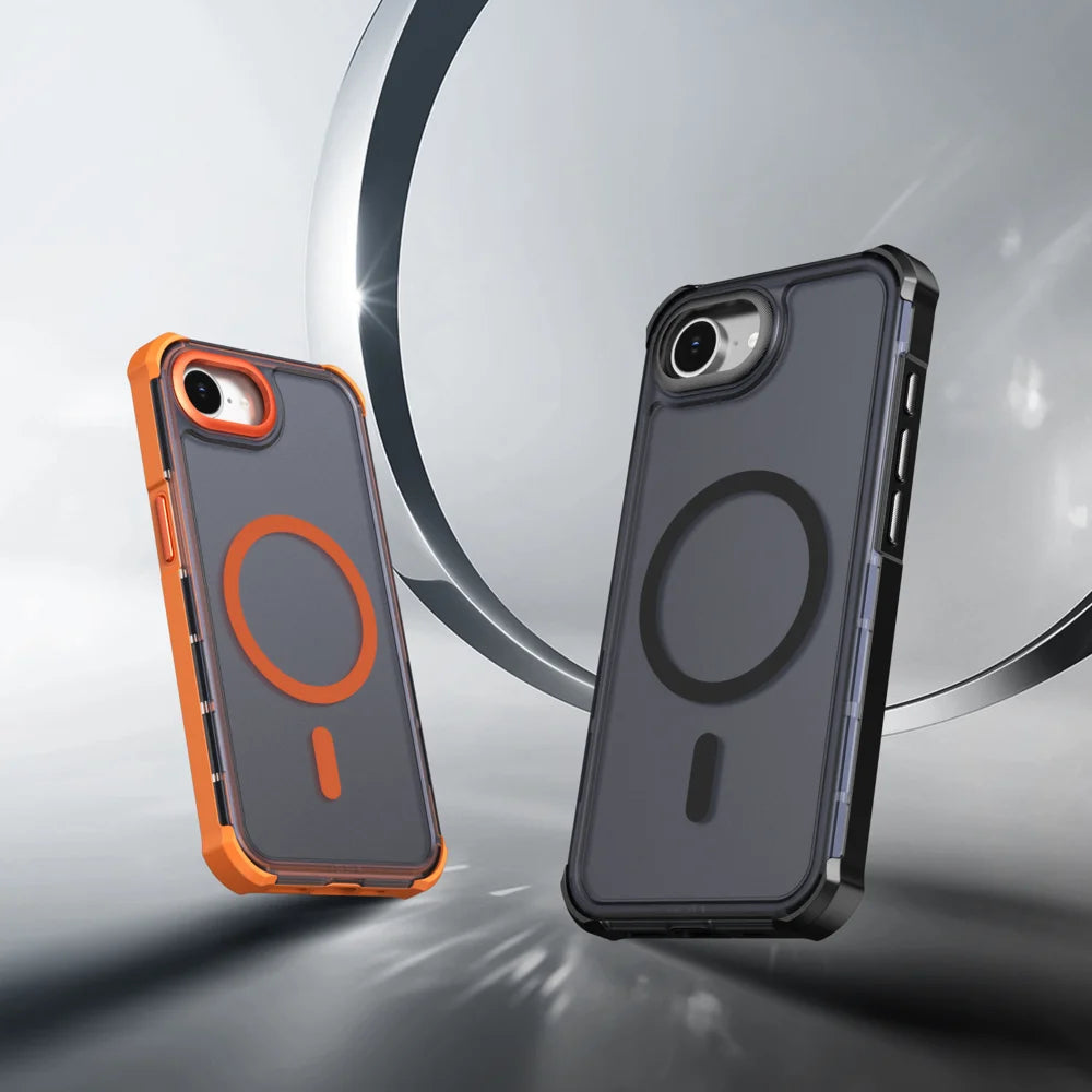 For iPhone 16e / iPhone 17e Magnetic Case Electroplated Frame Skin-touch TPU+PC Phone Cover - Black - 2
