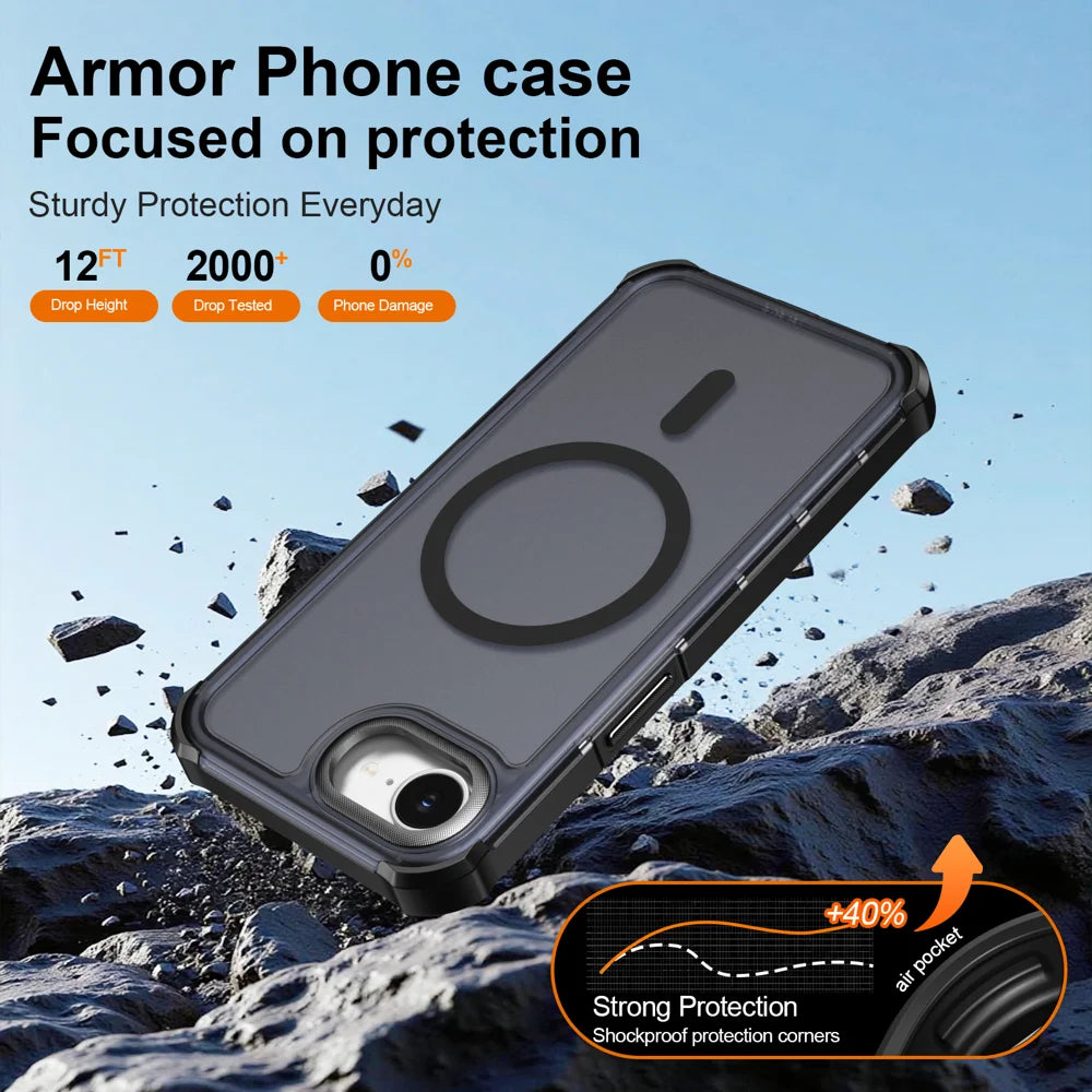 For iPhone 16e / iPhone 17e Magnetic Case Electroplated Frame Skin-touch TPU+PC Phone Cover - Black - 5