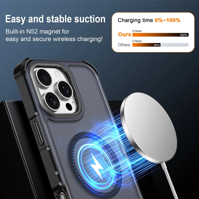 For iPhone 16 Pro Max Magnetic Case Electroplated Frame Skin-touch TPU+PC Phone Cover - Black - 3