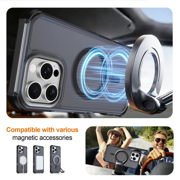 For iPhone 16 Pro Max Magnetic Case Electroplated Frame Skin-touch TPU+PC Phone Cover - Black - 4