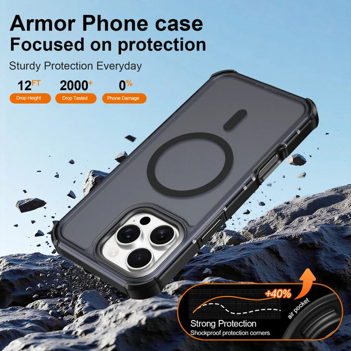 For iPhone 16 Pro Max Magnetic Case Electroplated Frame Skin-touch TPU+PC Phone Cover - Black - 5