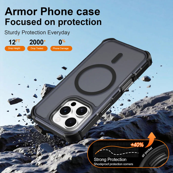 For iPhone 16 Pro Magnetic Case Electroplated Frame Skin-touch TPU+PC Phone Cover - Black - 5