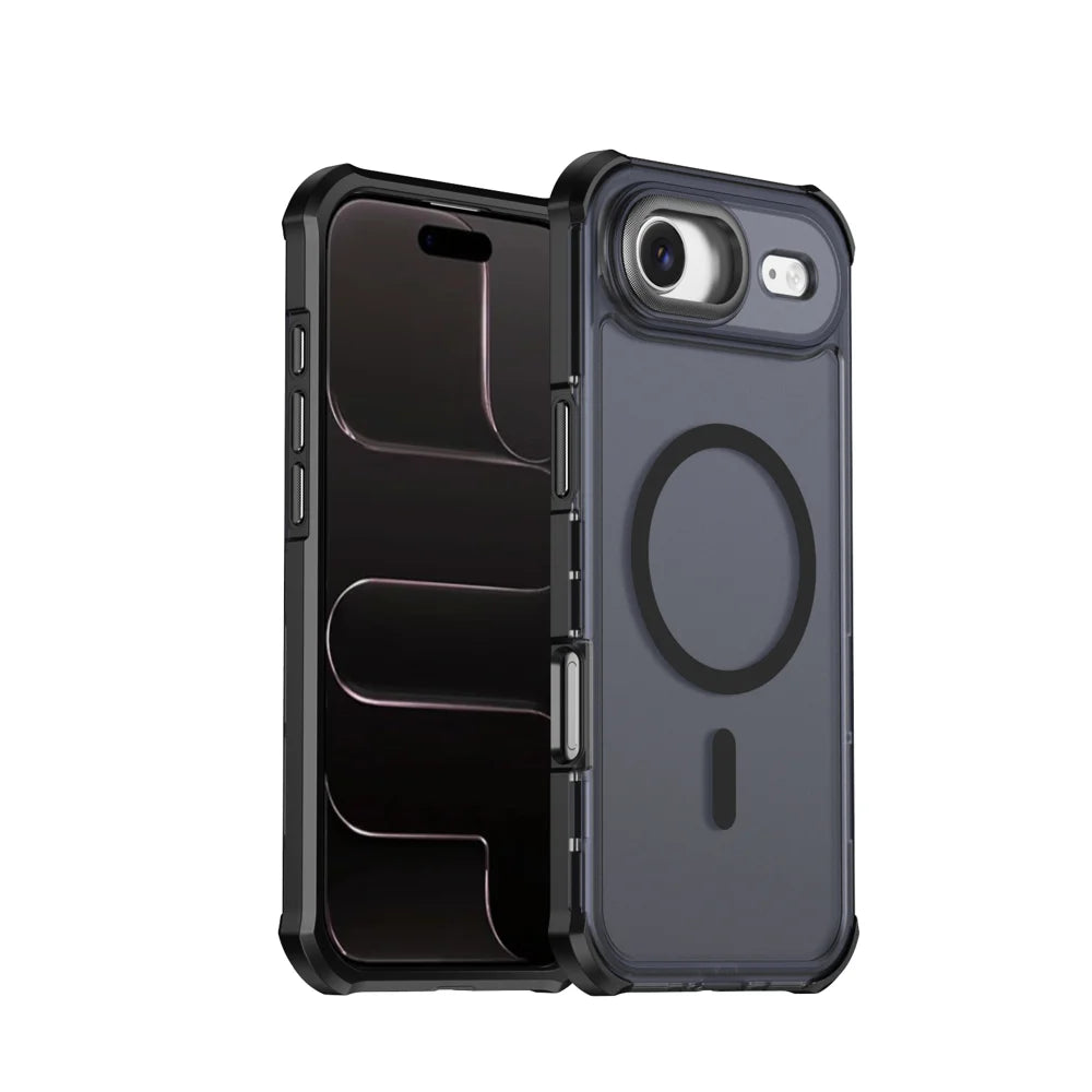 For iPhone Air Magnetic Case Electroplated Frame Skin-touch TPU+PC Phone Cover - Black - 1