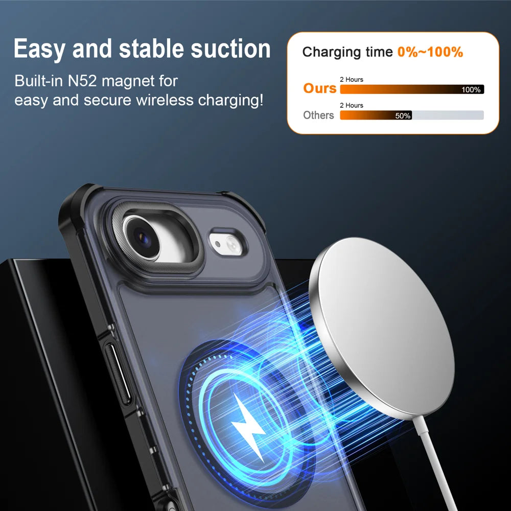For iPhone Air Magnetic Case Electroplated Frame Skin-touch TPU+PC Phone Cover - Black - 3
