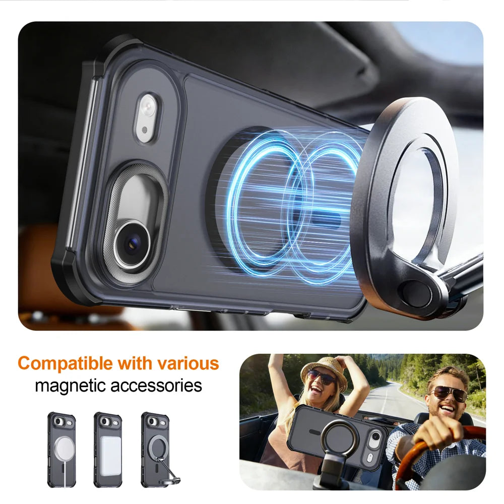 For iPhone Air Magnetic Case Electroplated Frame Skin-touch TPU+PC Phone Cover - Black - 4