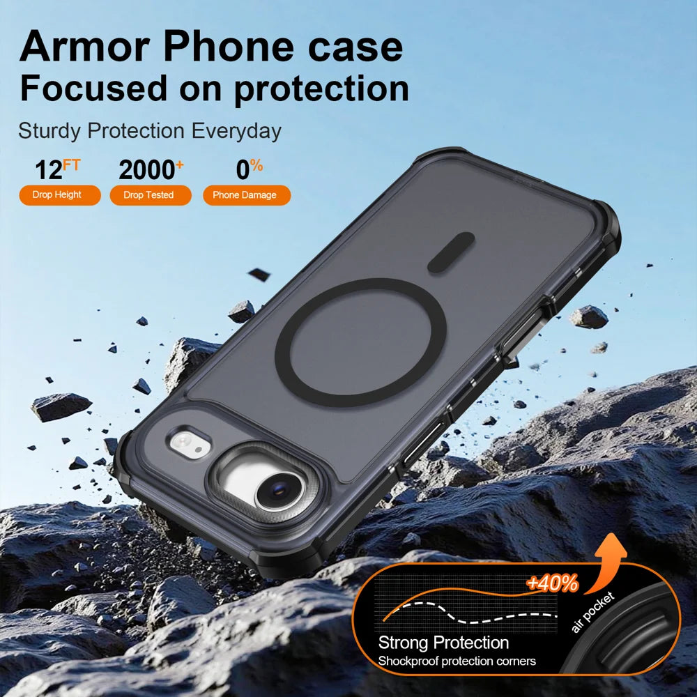 For iPhone Air Magnetic Case Electroplated Frame Skin-touch TPU+PC Phone Cover - Black - 5