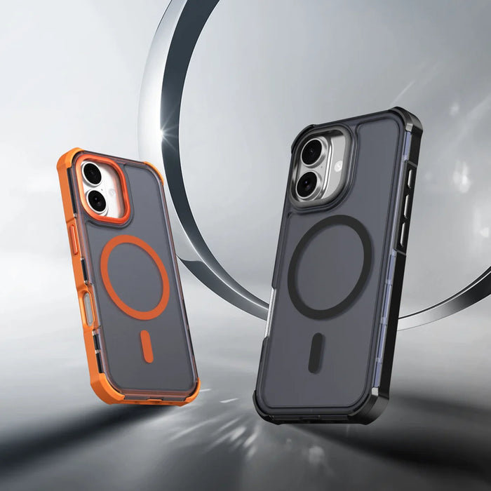 For iPhone 17 Magnetic Case Electroplated Frame Skin-touch TPU+PC Phone Cover - Black - 2