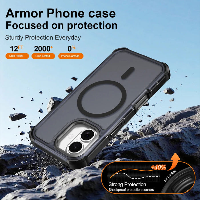 For iPhone 17 Magnetic Case Electroplated Frame Skin-touch TPU+PC Phone Cover - Black - 5