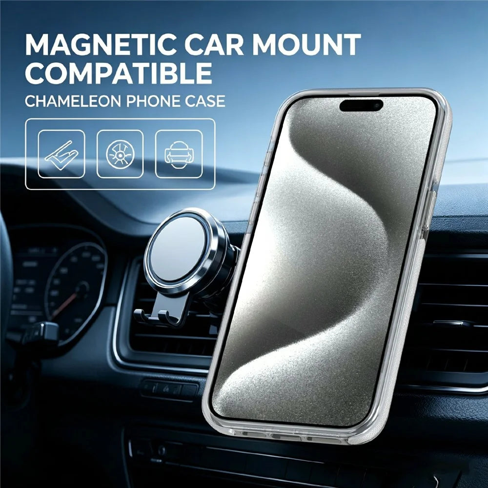 For iPhone 13 Pro Max Magnetic Case Fluorescent Design TPU Acrylic Phone Back Cover with 360° Rotating Kickstand - White - 6