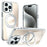 For iPhone 15 Pro Magnetic Case Fluorescent Design TPU Acrylic Phone Back Cover with 360° Rotating Kickstand - White - 1