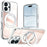 For iPhone 16 Magnetic Case Fluorescent Design TPU Acrylic Phone Back Cover with 360° Rotating Kickstand - White - 1