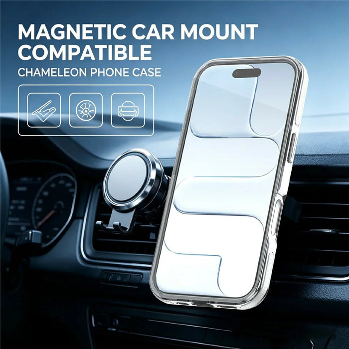 For iPhone 16 Magnetic Case Fluorescent Design TPU Acrylic Phone Back Cover with 360° Rotating Kickstand - White - 6