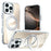 For iPhone 16 Pro Magnetic Case Fluorescent Design TPU Acrylic Phone Back Cover with 360° Rotating Kickstand - White - 1