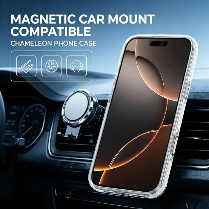 For iPhone 16 Pro Magnetic Case Fluorescent Design TPU Acrylic Phone Back Cover with 360° Rotating Kickstand - White - 6