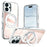For iPhone 17 Magnetic Case Fluorescent Design TPU Acrylic Phone Back Cover with 360° Rotating Kickstand - White - 1