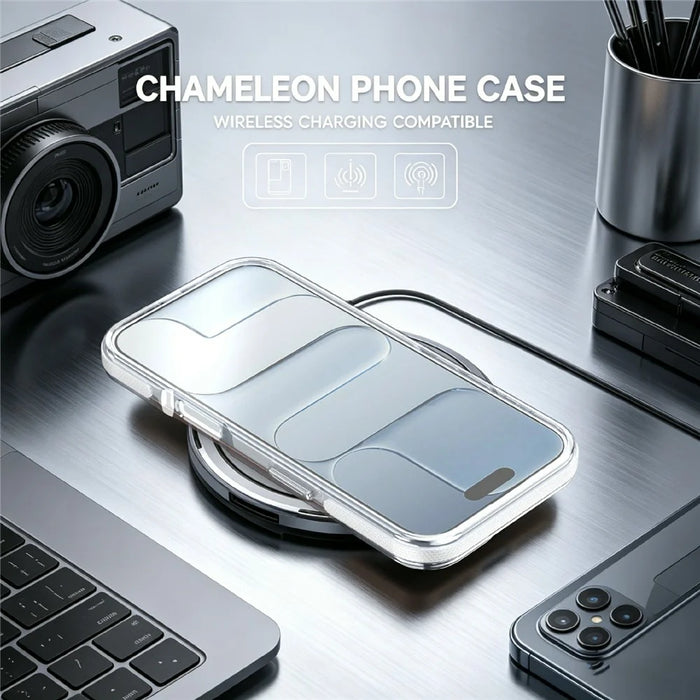 For iPhone 17 Magnetic Case Fluorescent Design TPU Acrylic Phone Back Cover with 360° Rotating Kickstand - White - 4