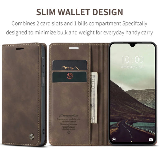 CASEME for Samsung Galaxy A27 5G Wallet Case  013 Series PU Leather Phone Cover Stand - Coffee - 2