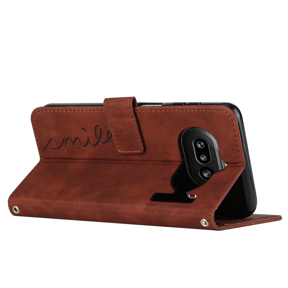 For Nothing Phone (4a) Stand Case PU Leather Phone Cover Imprinted Heart Pattern - Brown - 2