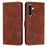For Samsung Galaxy A27 5G Stand Case PU Leather Phone Cover Imprinted Heart Pattern - Brown - 1