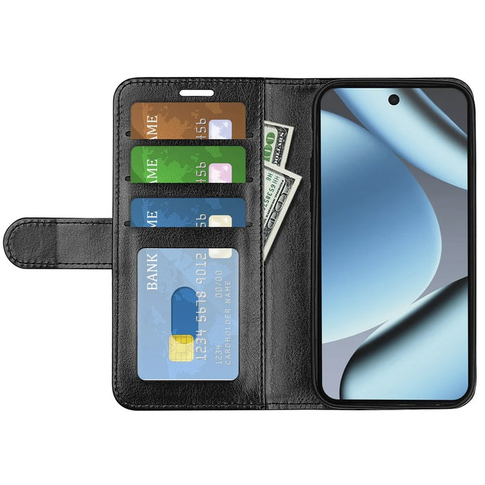 For Google Pixel 11 Case Crazy Horse Texture Stand Leather Phone Cover - Black - 2