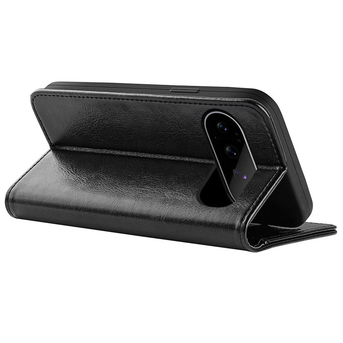 For Google Pixel 11 Case Crazy Horse Texture Stand Leather Phone Cover - Black - 4