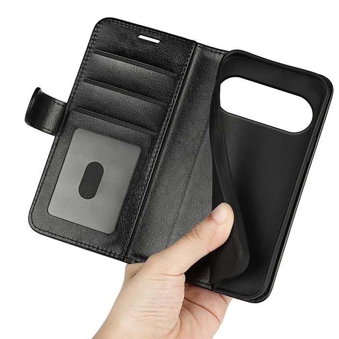 For Google Pixel 11 Case Crazy Horse Texture Stand Leather Phone Cover - Black - 5