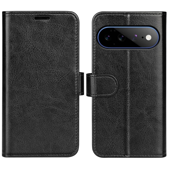 For Google Pixel 11 Pro XL Case Crazy Horse Texture Stand Leather Phone Cover - Black - 1